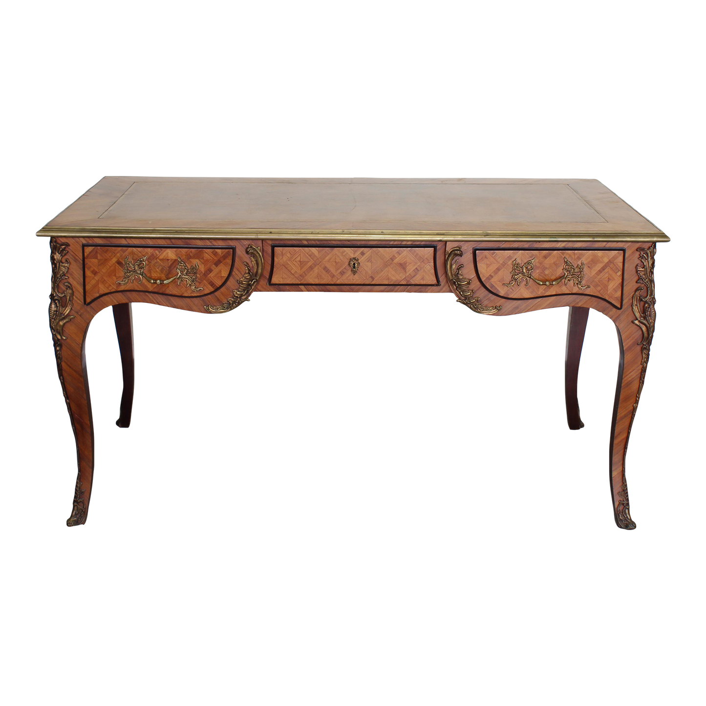 Vintage Bureau-Plat Italian Writing Desk With Leather Top