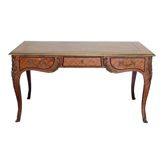 Vintage Bureau-Plat Italian Writing Desk With Leather Top