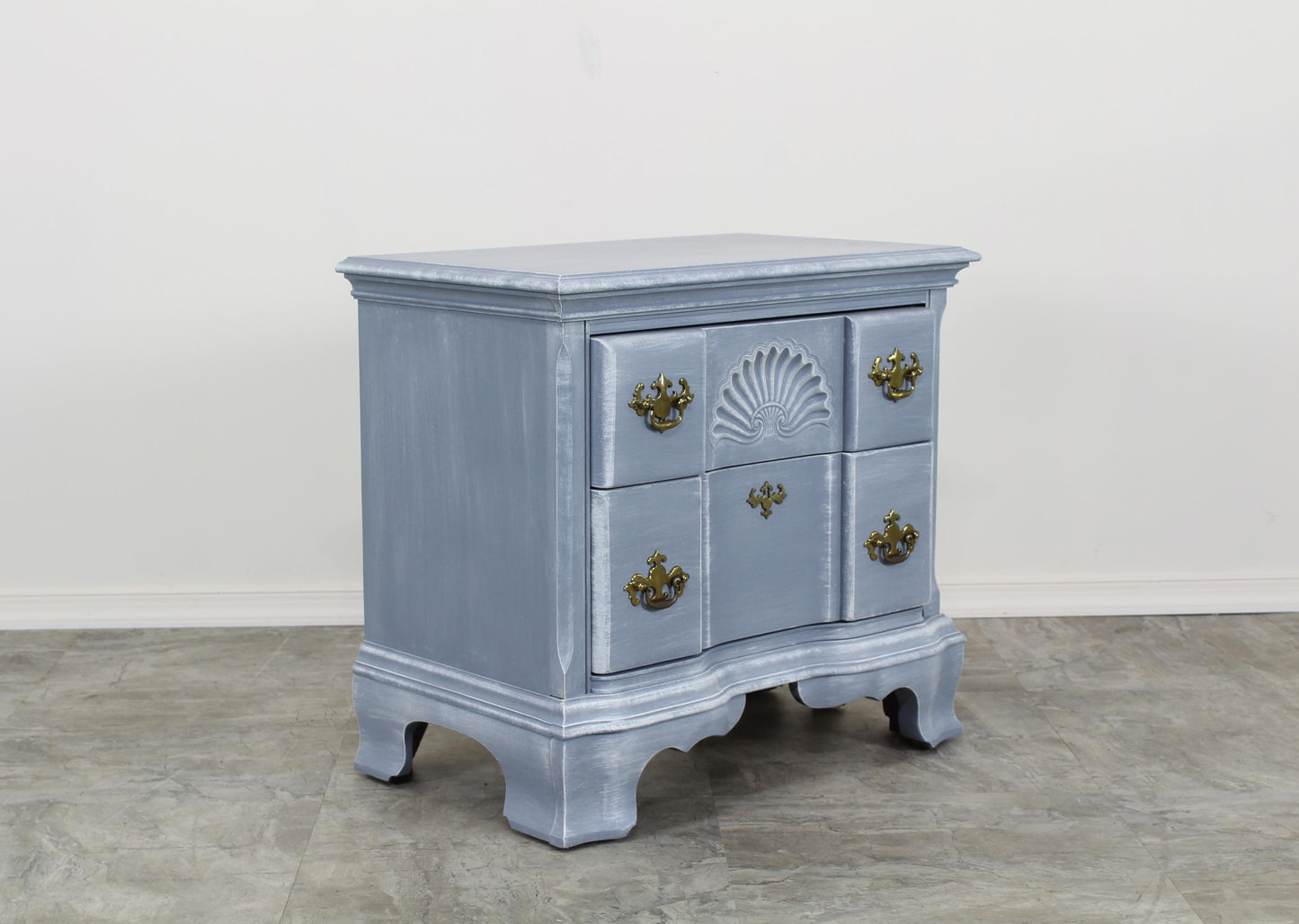 Vintage Chippendale Style Gray Nightstand