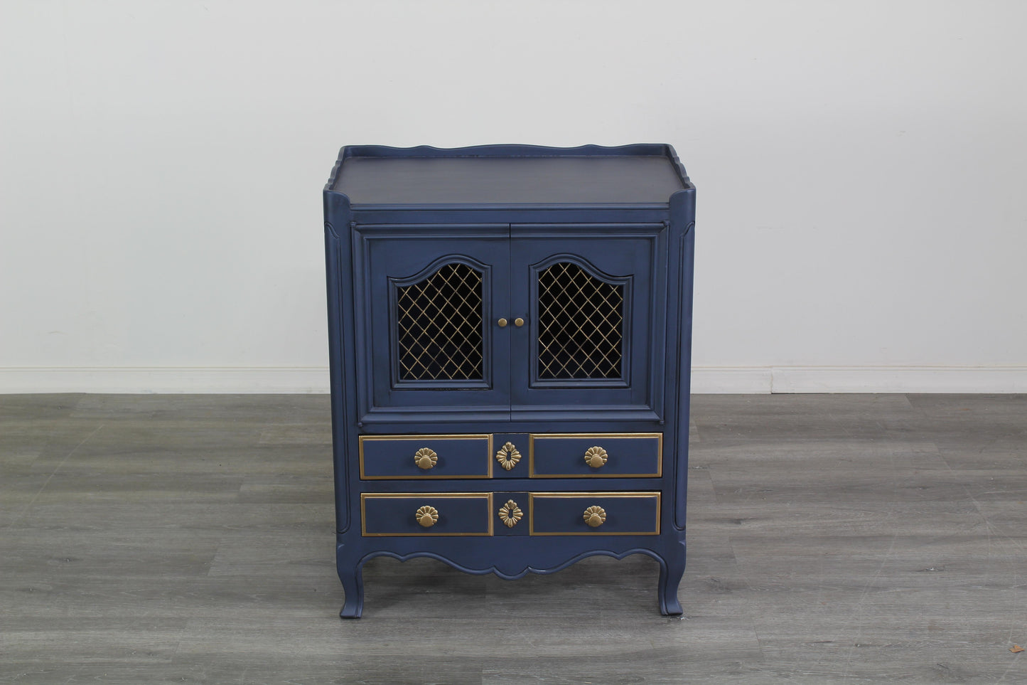 Vintage French Style Blue Nightstands, a Pair