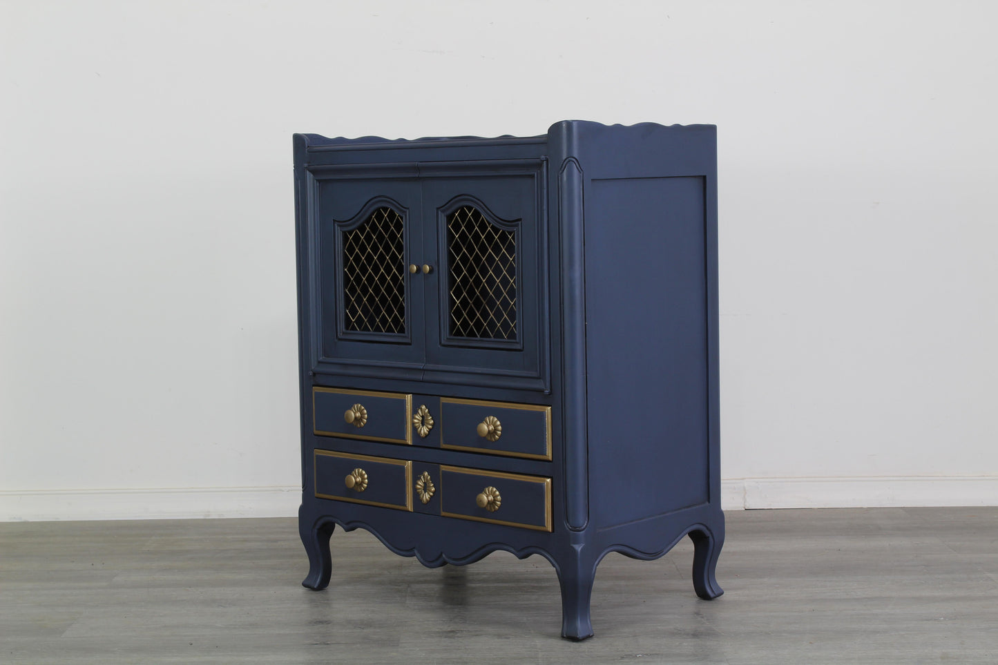 Vintage French Style Blue Nightstands, a Pair