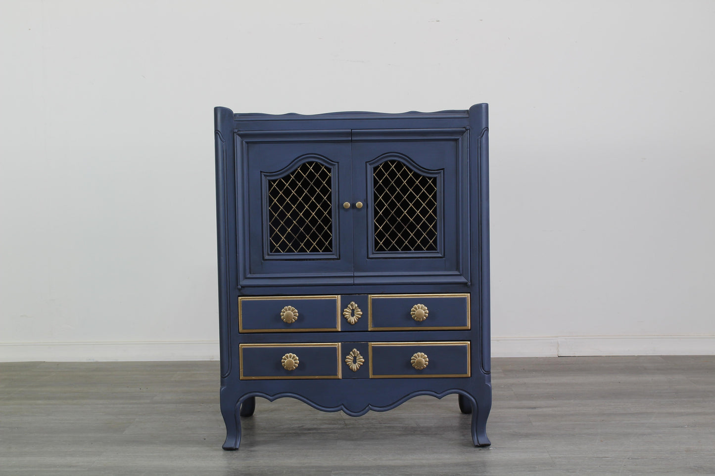 Vintage French Style Blue Nightstands, a Pair