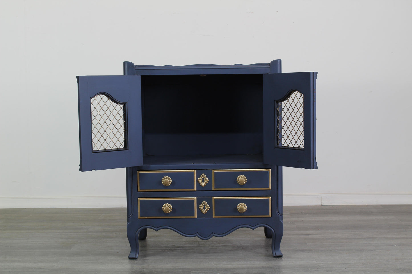 Vintage French Style Blue Nightstands, a Pair