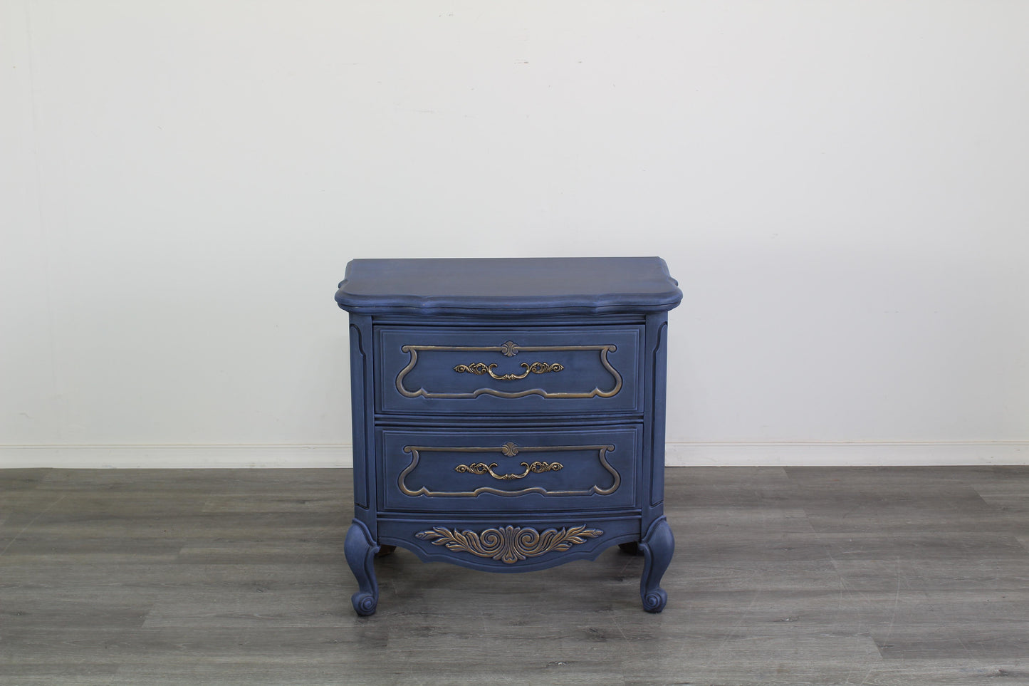 Vintage French Style Blue Nightstands, a Pair