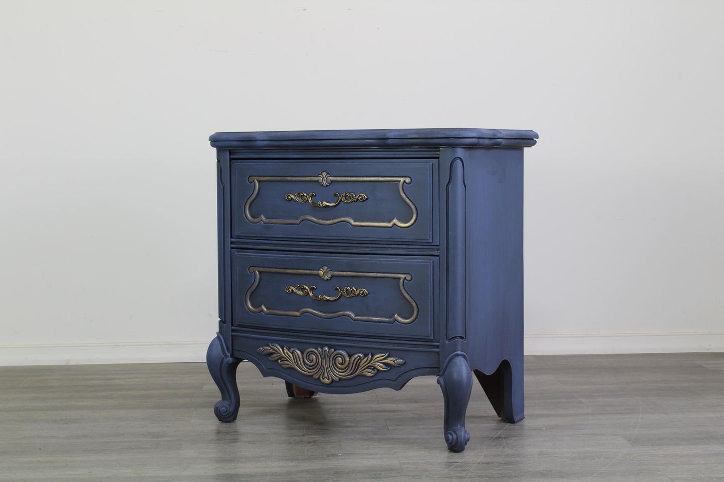 Vintage French Style Blue Nightstands, a Pair