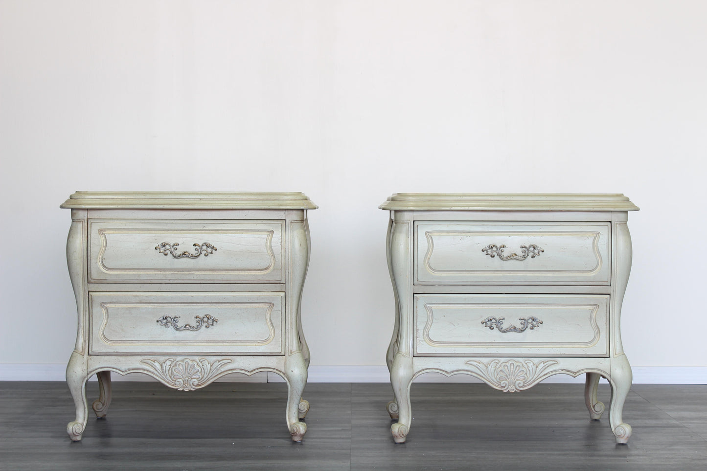 Vintage French Style Pale Green Nightstands