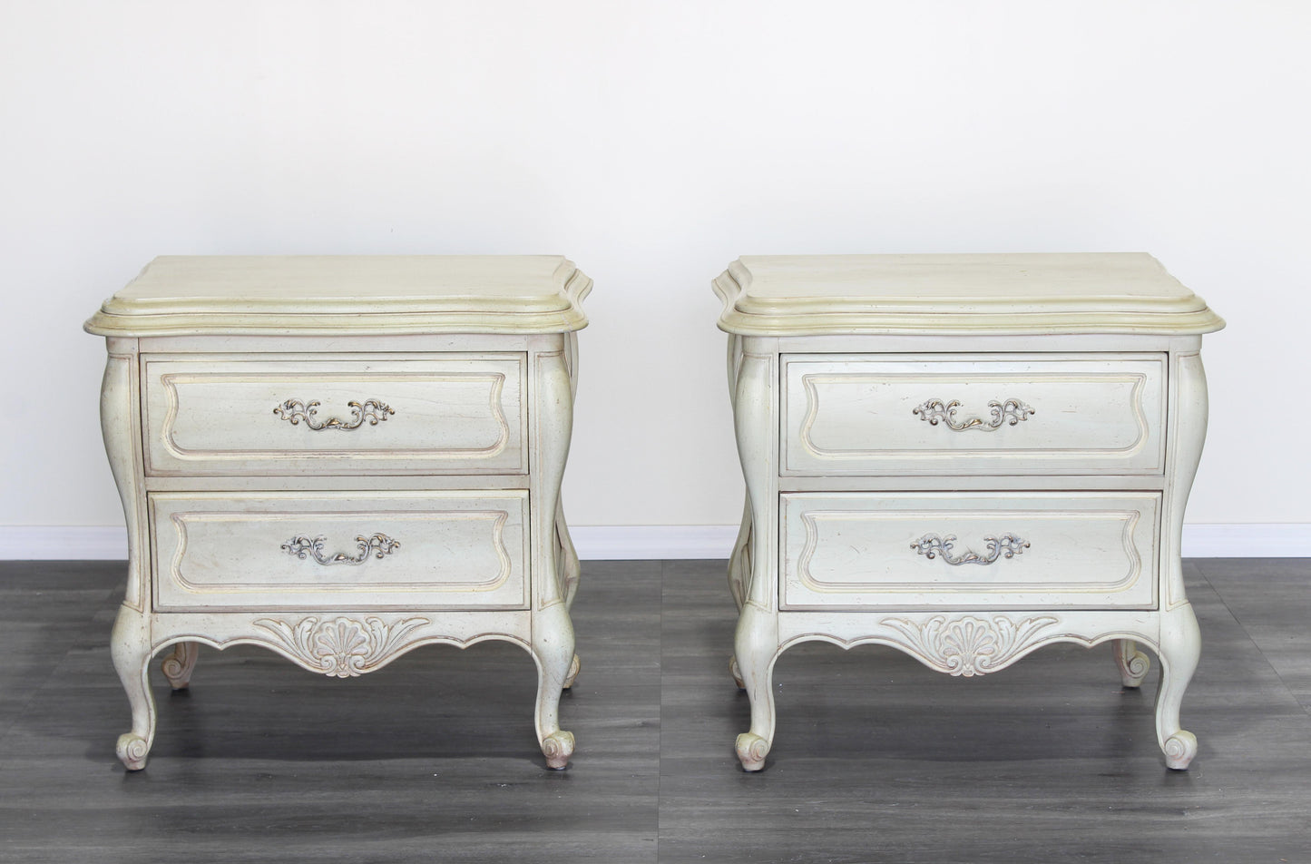 Vintage French Style Pale Green Nightstands