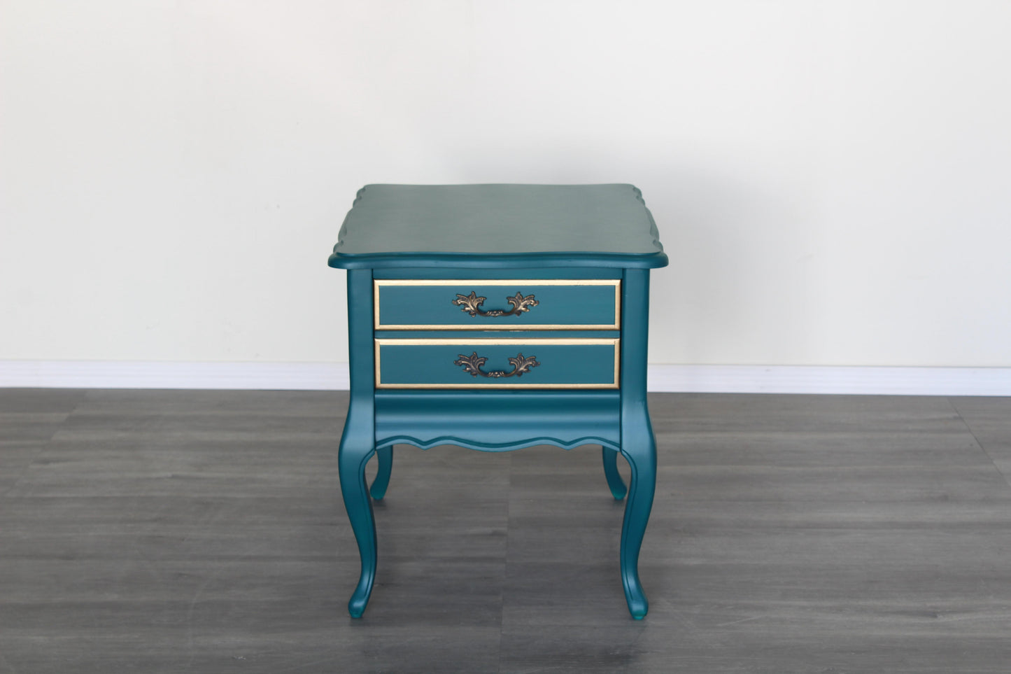 Vintage French Style Turquoise Nightstands, a Pair