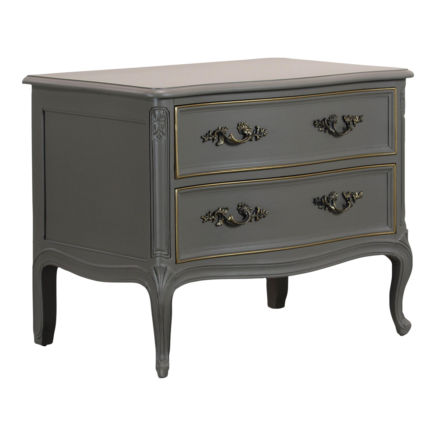 Vintage solid built nightstand with dovetail Joints, is professionally refinished in a greige taupe color with satin finish.  Dimensions: 30" Width x 20"Depth x 25"Height. 