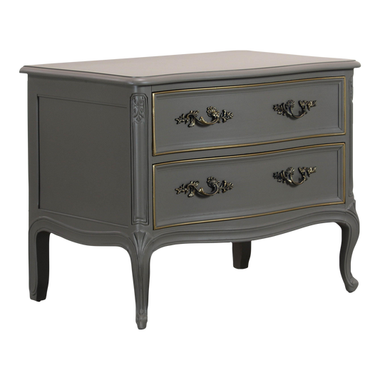 Vintage solid built nightstand with dovetail Joints, is professionally refinished in a greige taupe color with satin finish.  Dimensions: 30" Width x 20"Depth x 25"Height. 