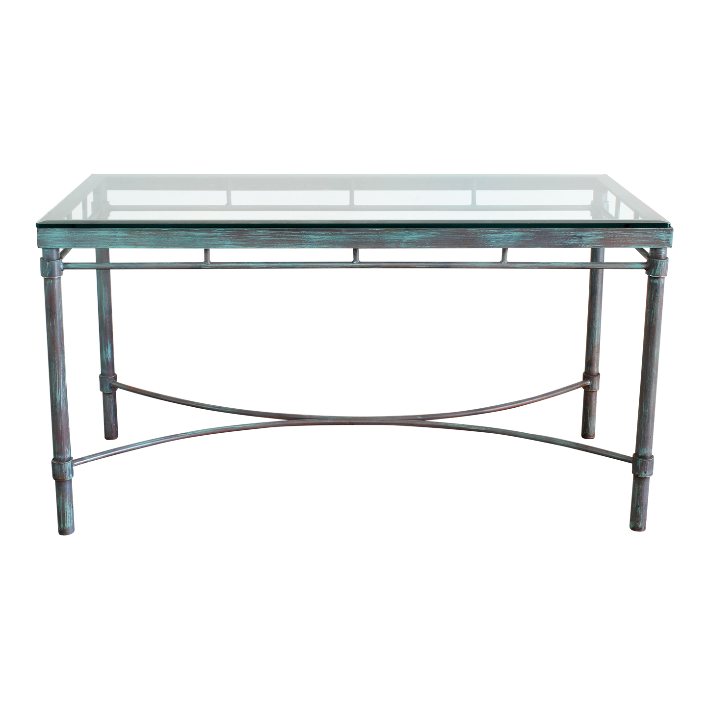 Vintage Iron Desk With Glass Top