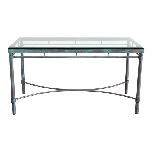 Vintage Iron Desk With Glass Top