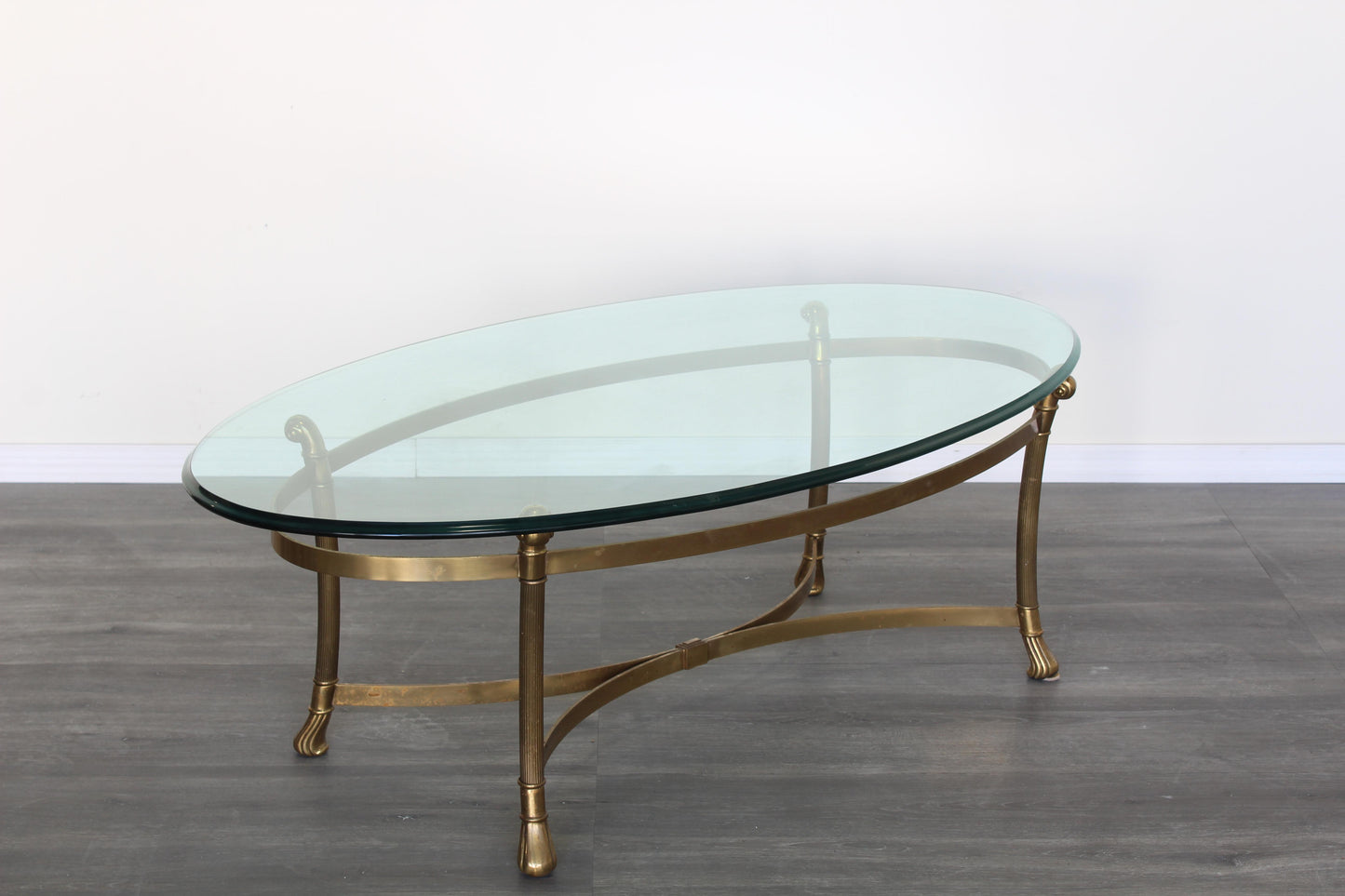 Vintage Italian Brass Coffee Table With Glass Top