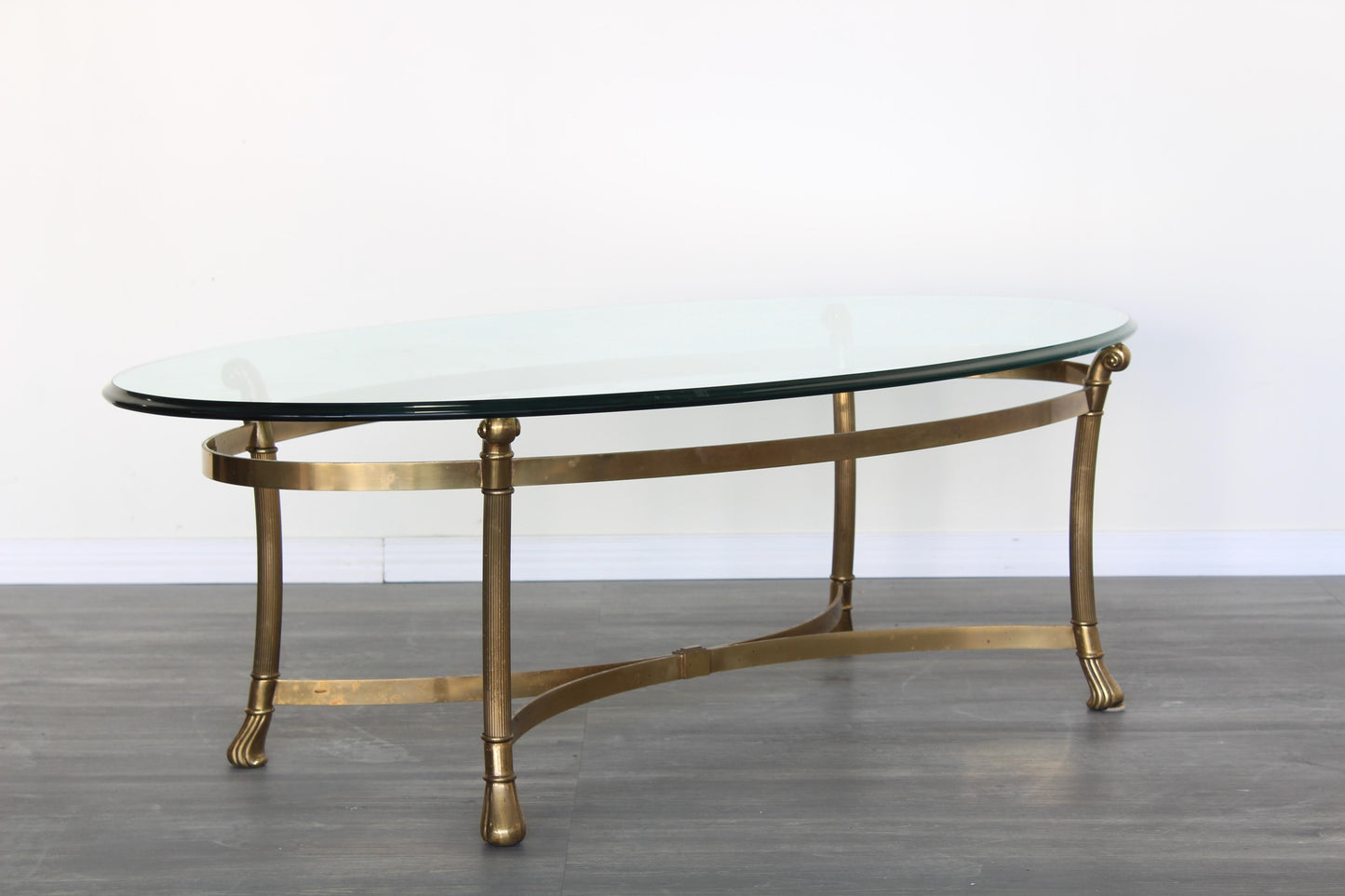 Vintage Italian Brass Coffee Table With Glass Top
