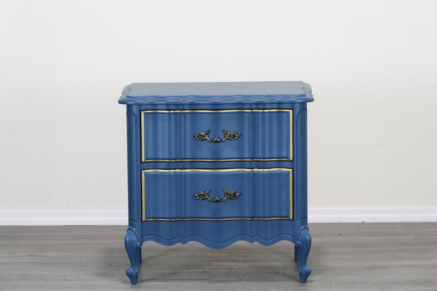 Vintage Pair of French Provincial Blue Nightstands