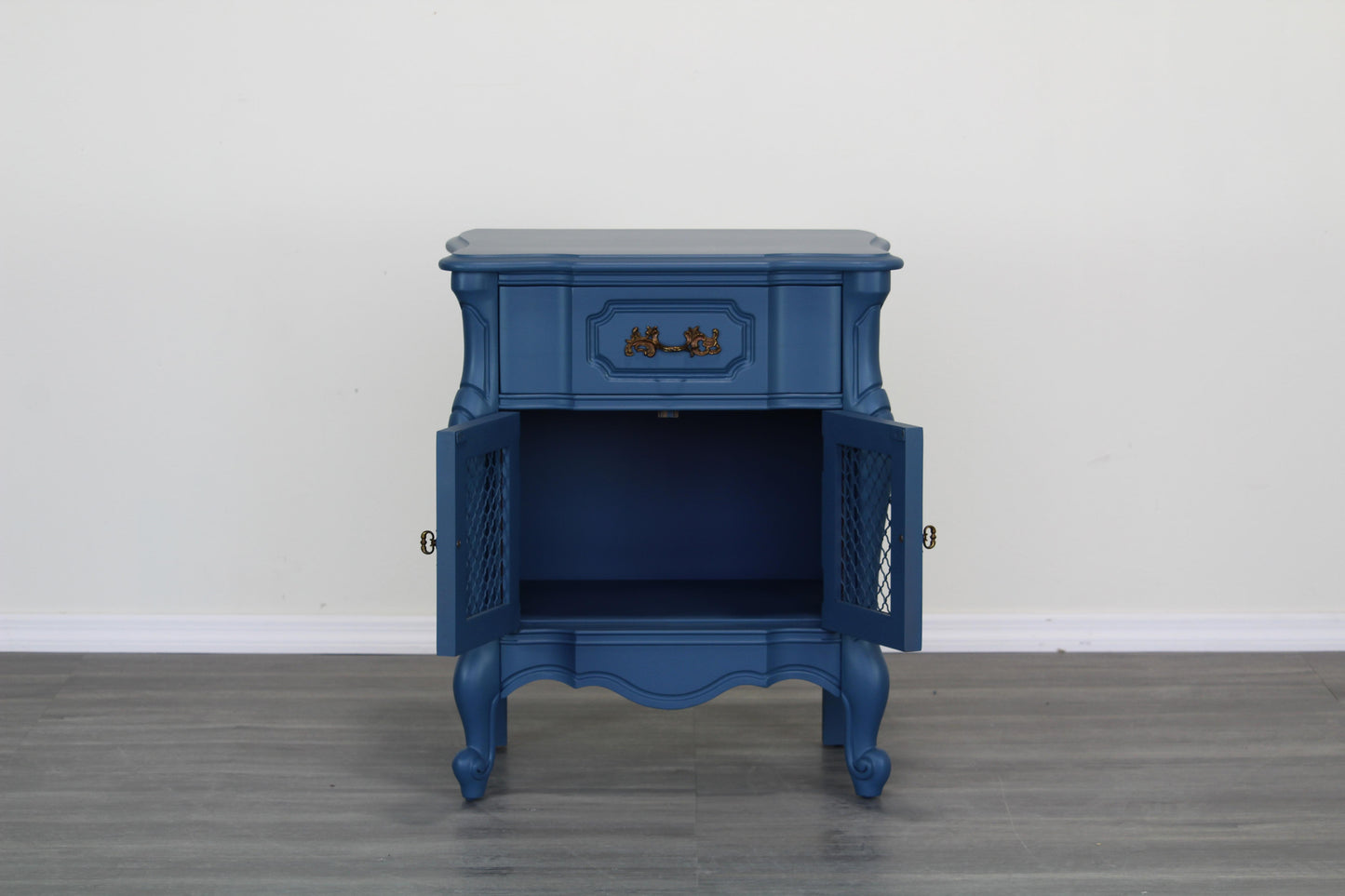 Vintage Pair of French Style Blue Nightstands