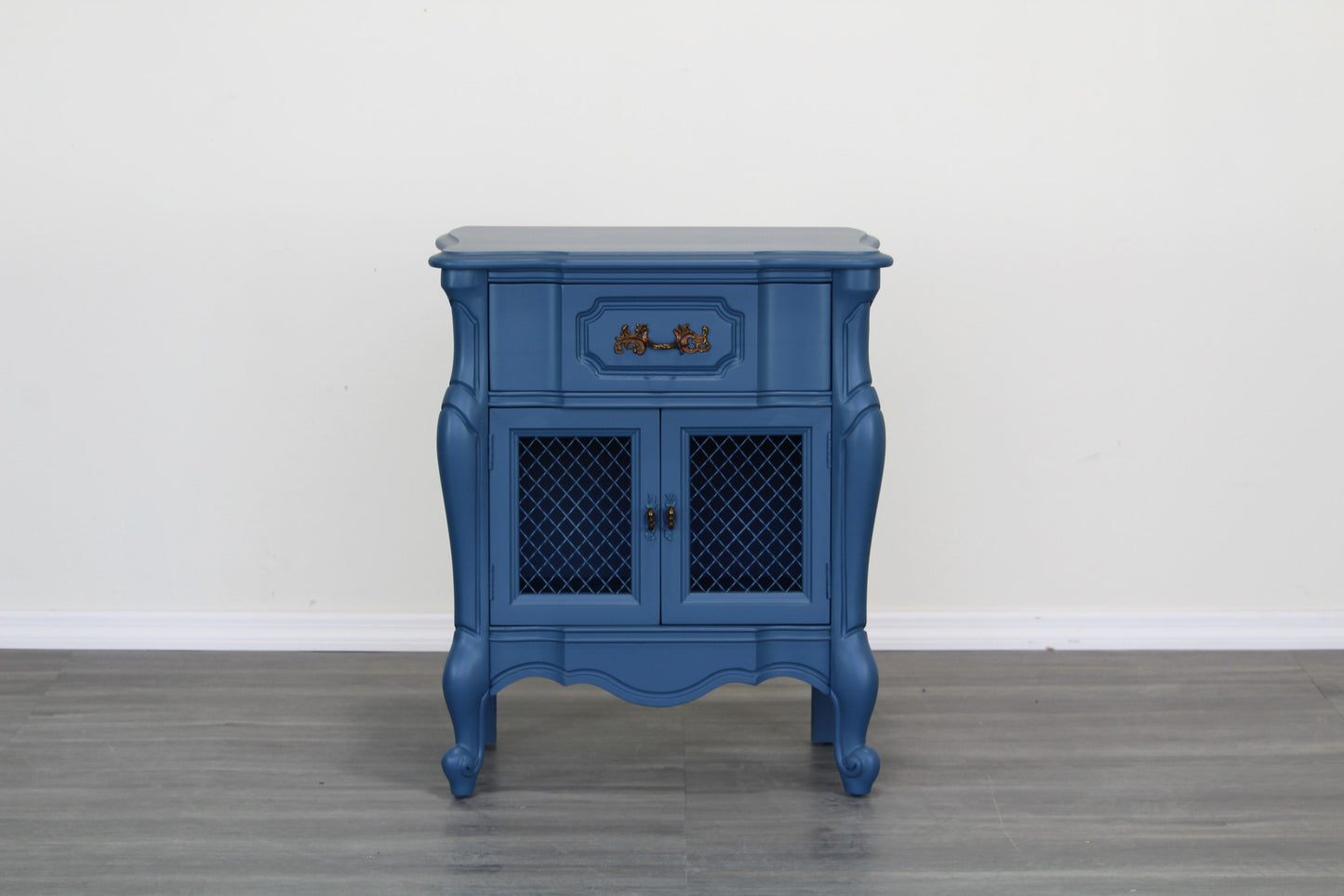 Vintage Pair of French Style Blue Nightstands