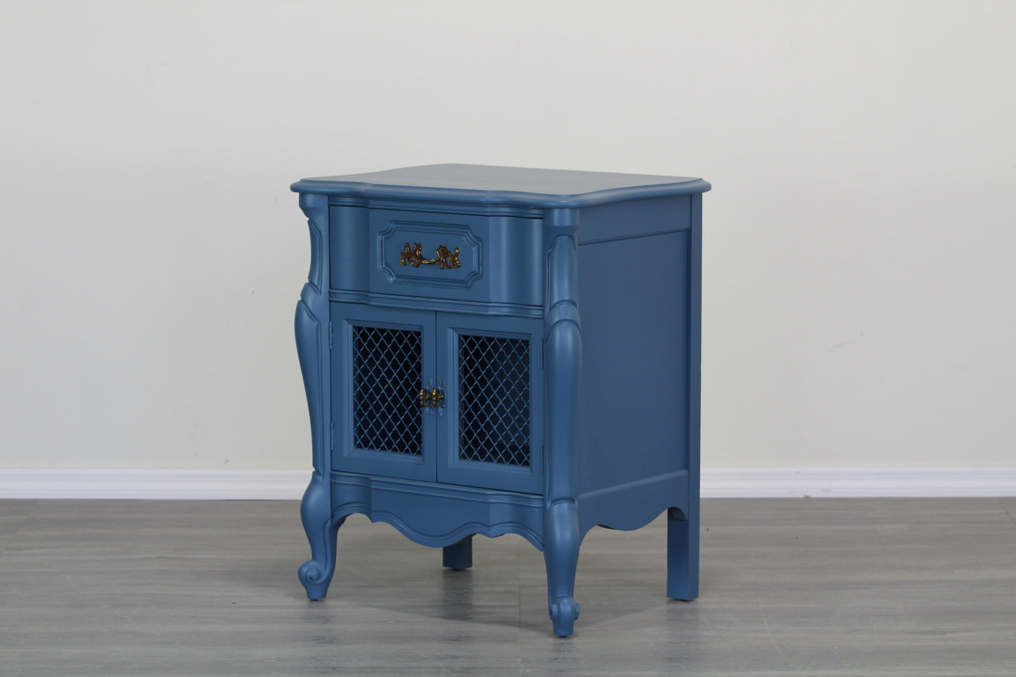 Vintage Pair of French Style Blue Nightstands