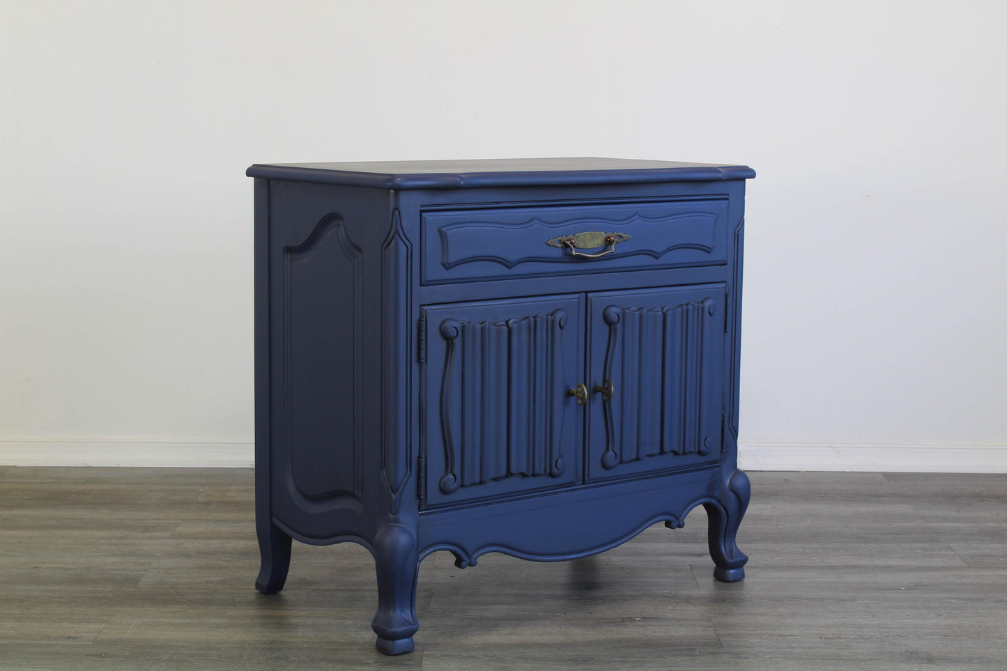 Vintage Pair of French Style Blue Nightstands