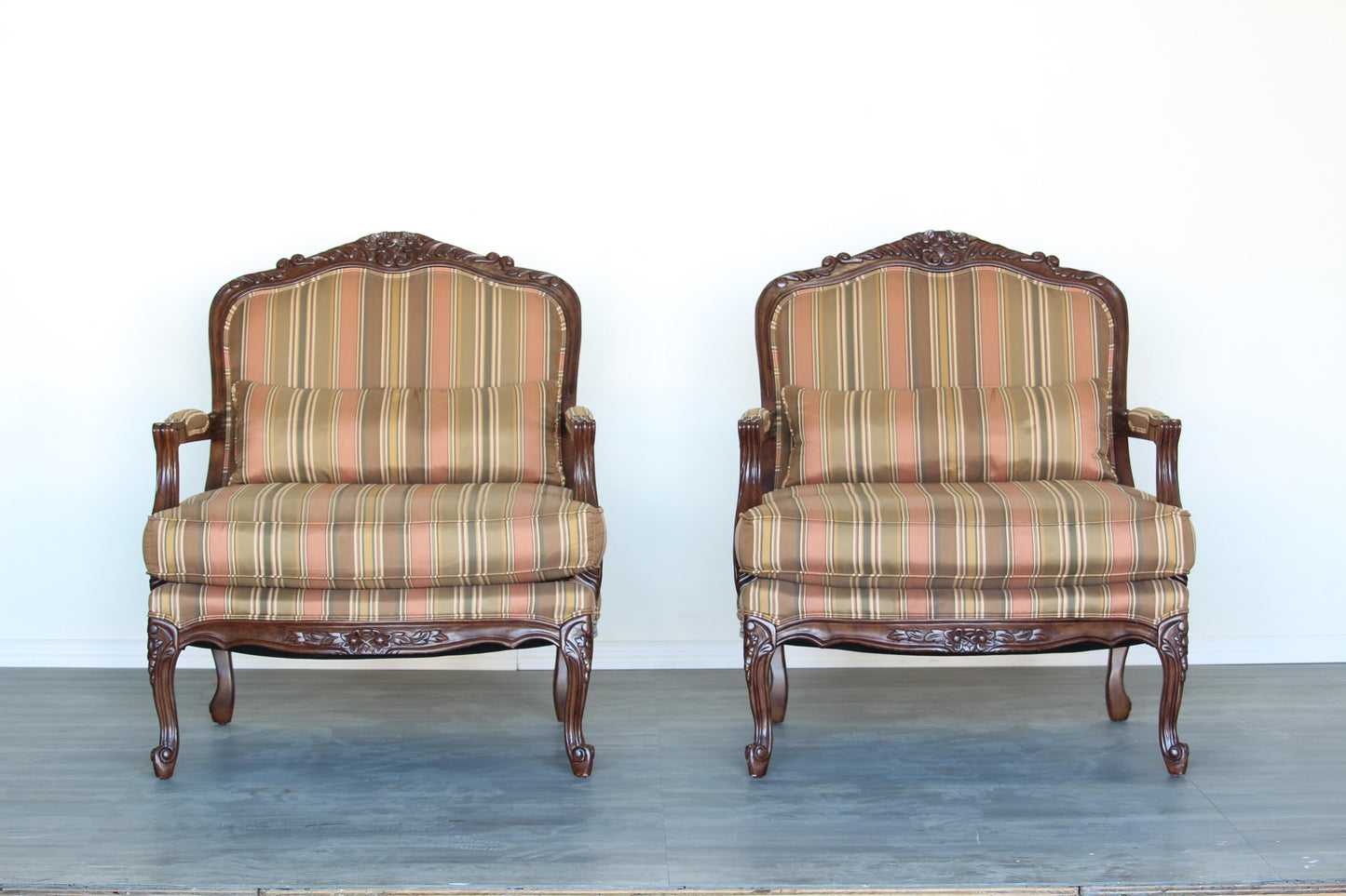 Vintage Pair of French Style Club Chairs by Henredon