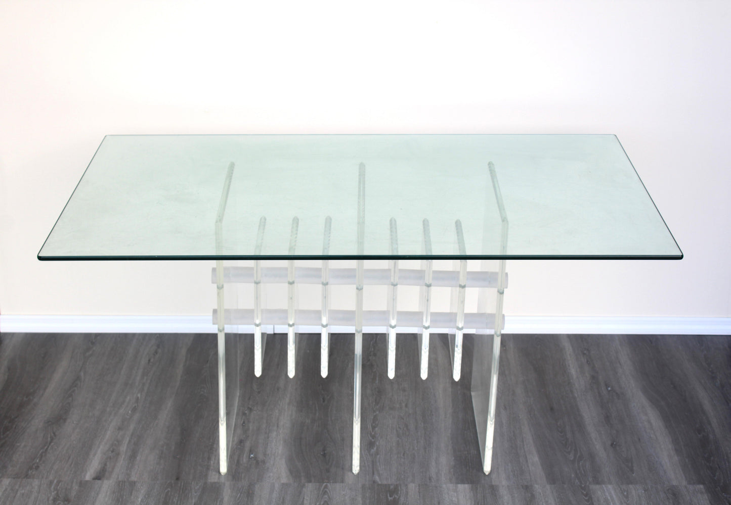 Vintage Sculptural Lucite Dining Table With Glass Top