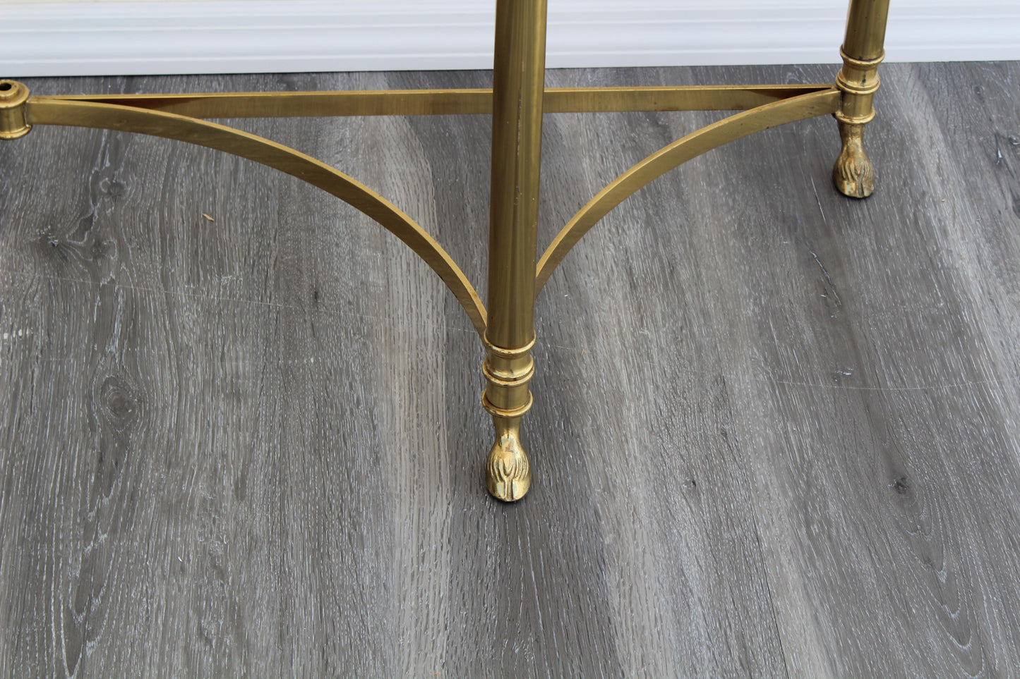 Vintage Solid Brass Italian Demilune Console Table With Rams Feet