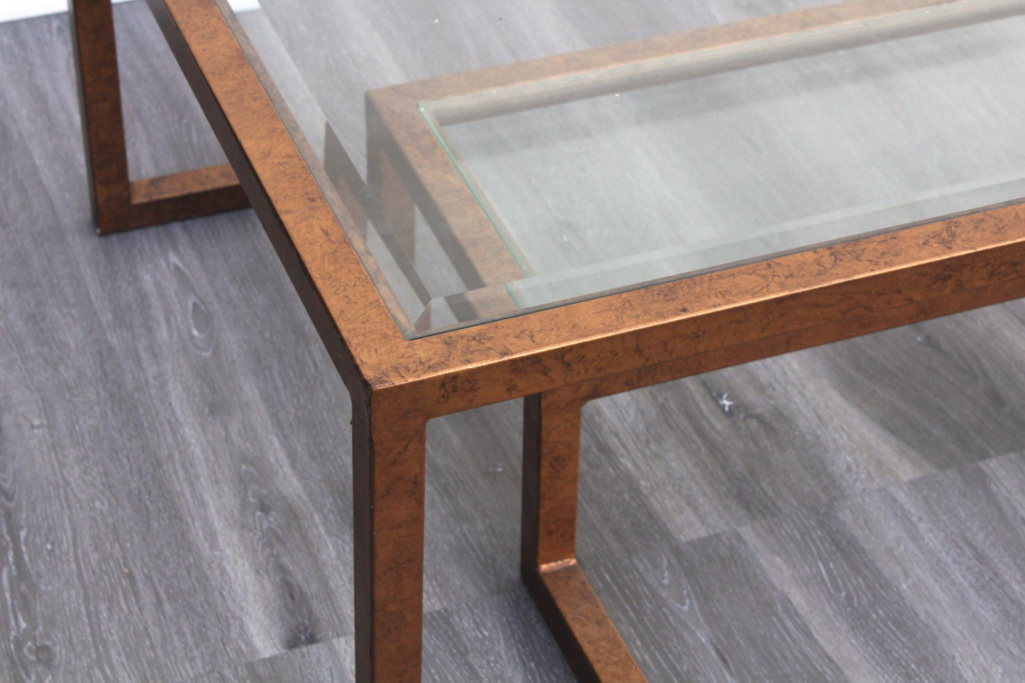 Vintage Two-Tiered Metal Coffee Table With Glass Tops