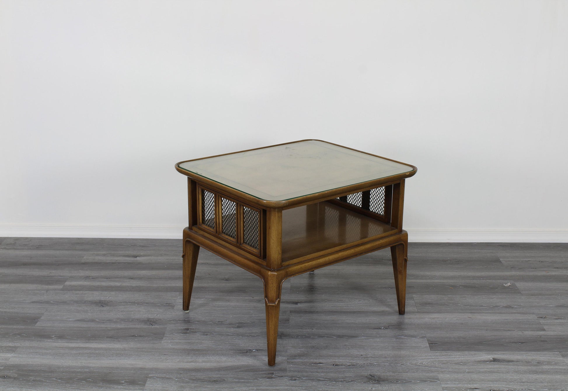 Mid-Century Two-Tiered Walnut Side Table