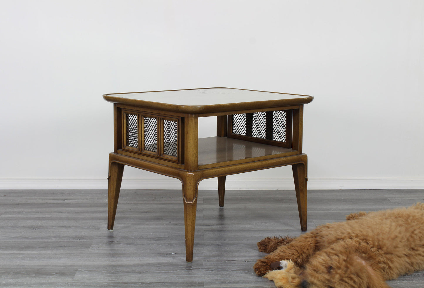 Mid-Century Two-Tiered Walnut Side Table