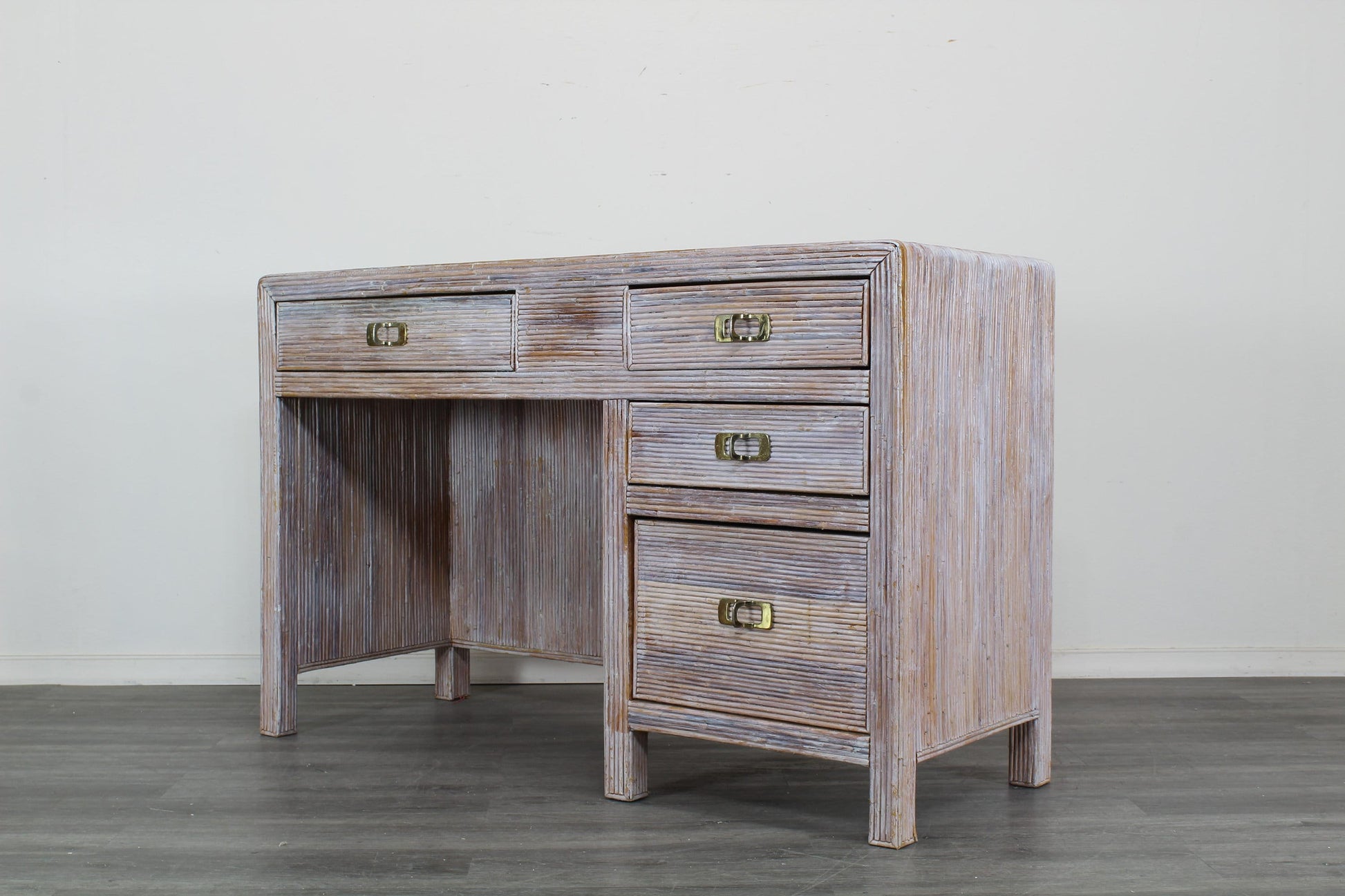 Vintage Pencil Reed Desk of Four Drawers