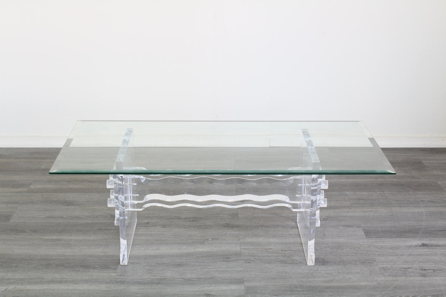 Vintage Lucite Coffee Table With Glass Top