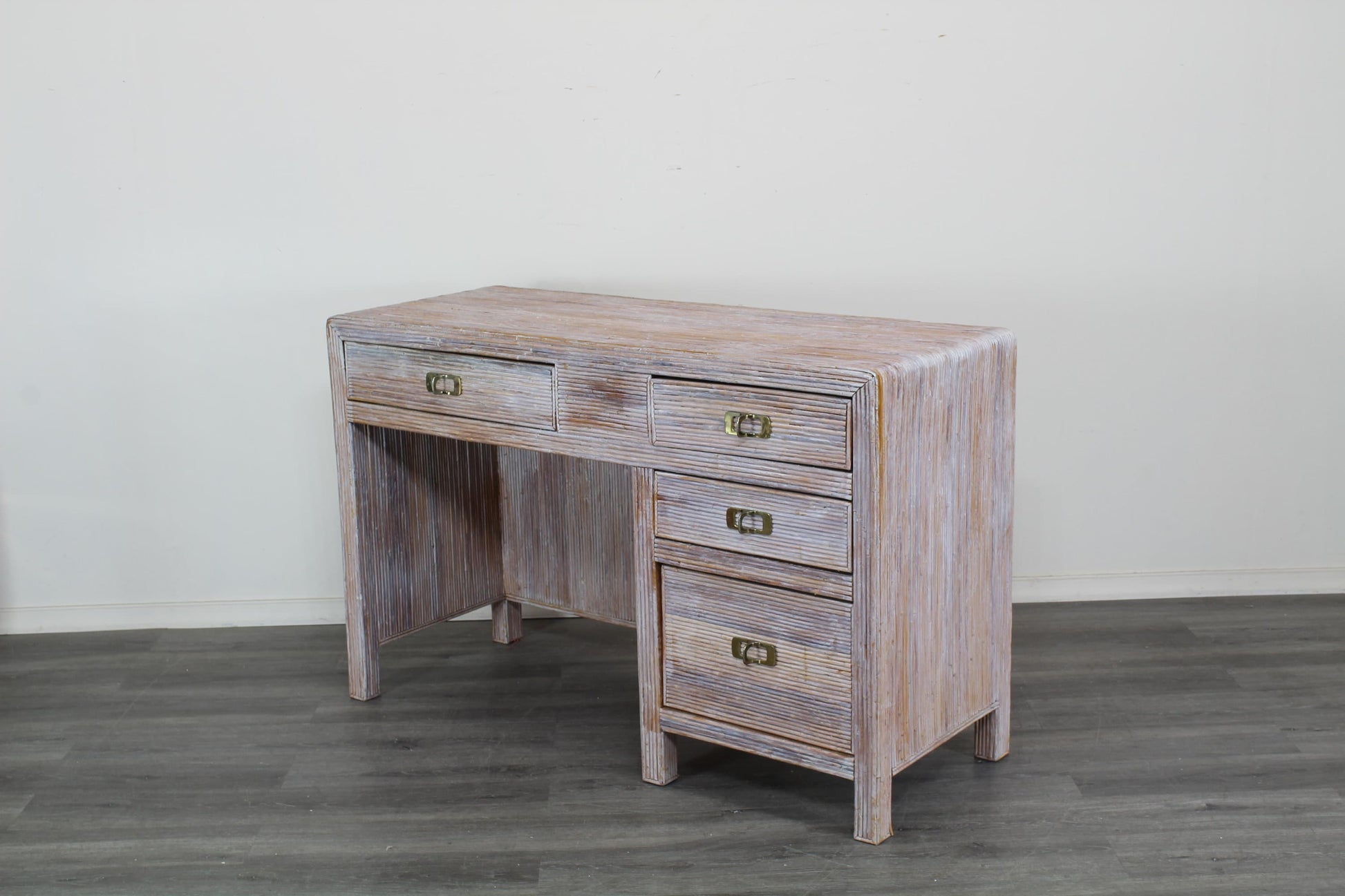 Vintage Pencil Reed Desk of Four Drawers