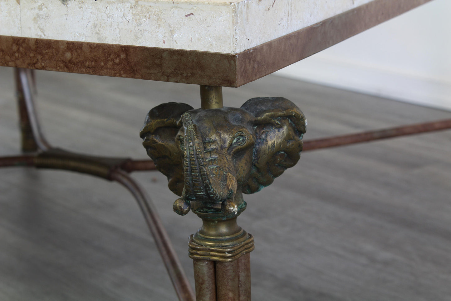 Vintage Maitland Smith Coffee Table With Stone Top