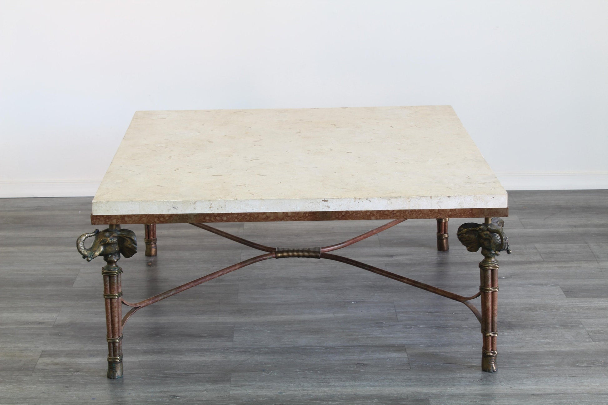 Vintage Maitland Smith Coffee Table With Stone Top