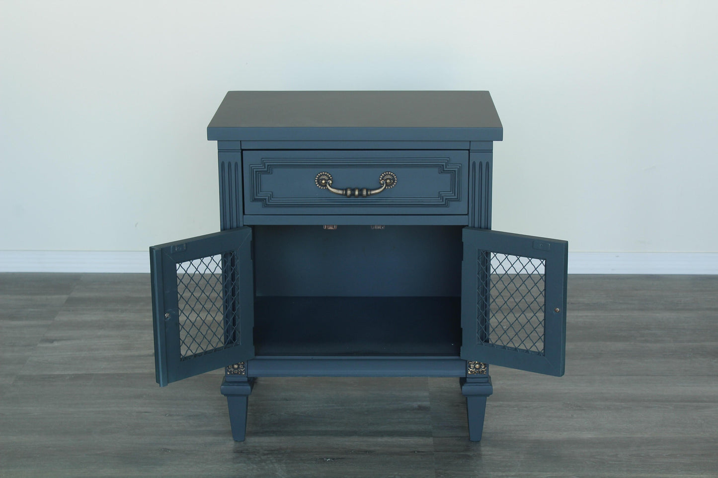 Pair of Mid Century Gray Painted Nightstands