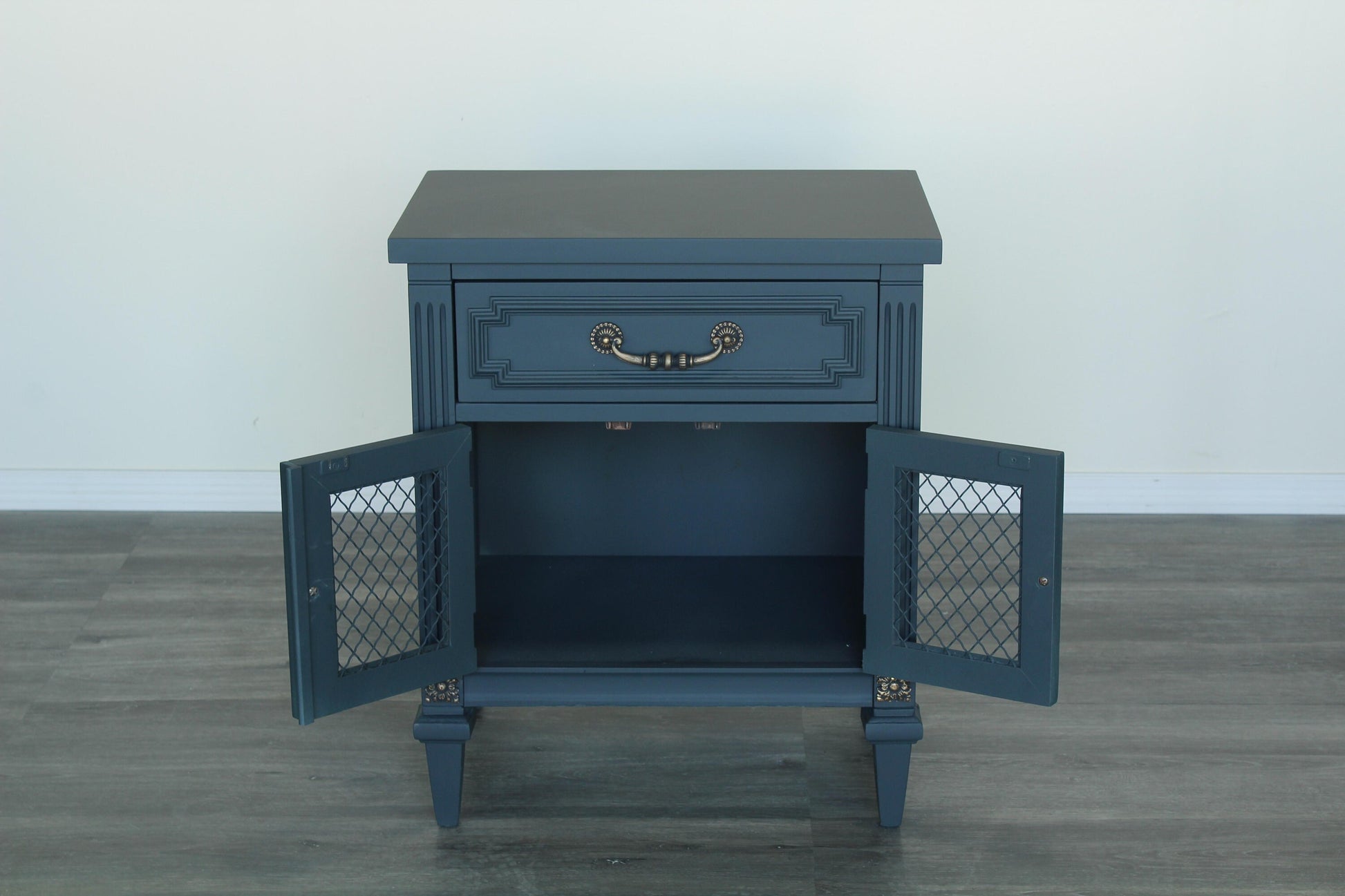 Pair of Mid Century Gray Painted Nightstands