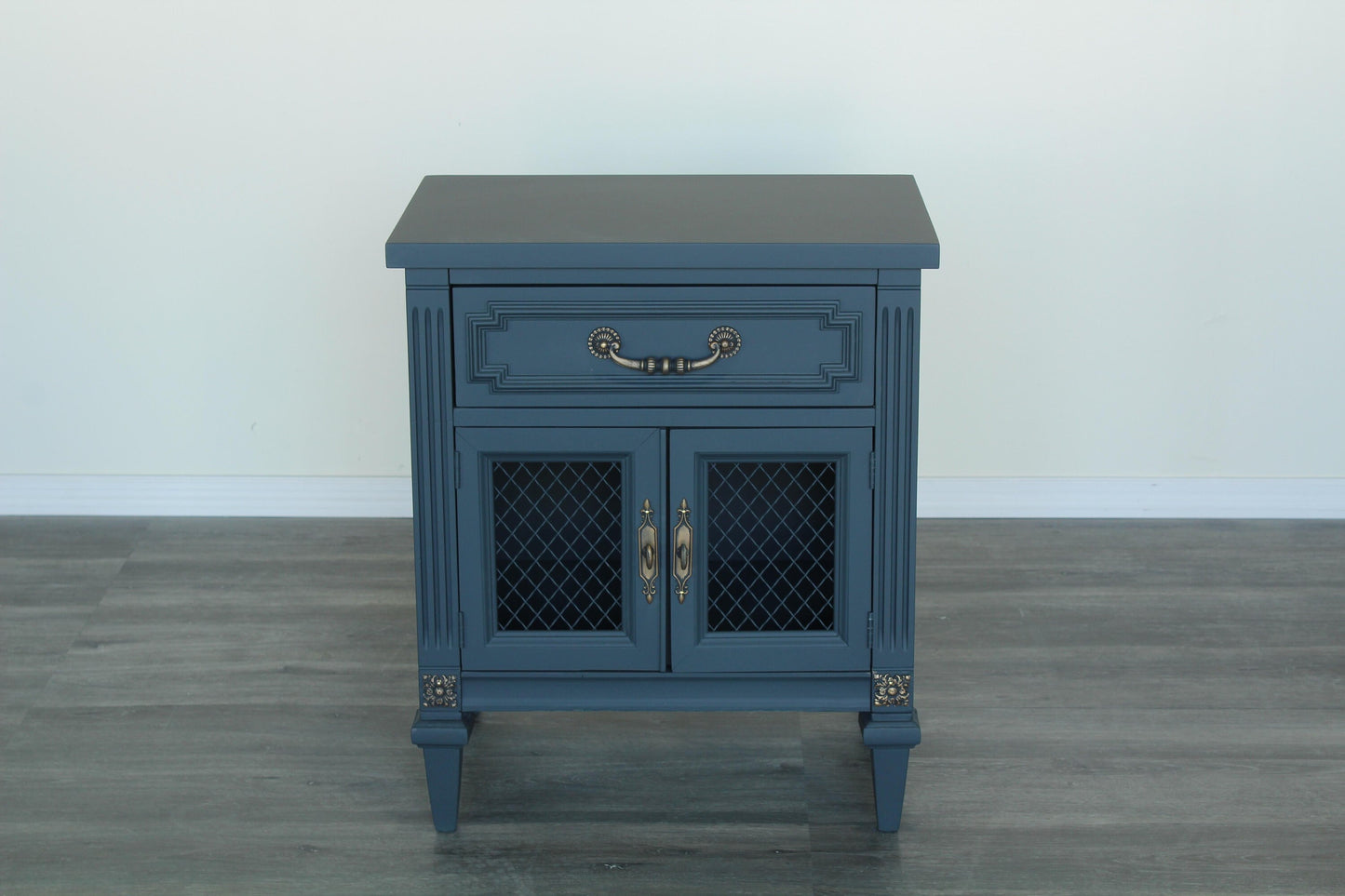 Pair of Mid Century Gray Painted Nightstands