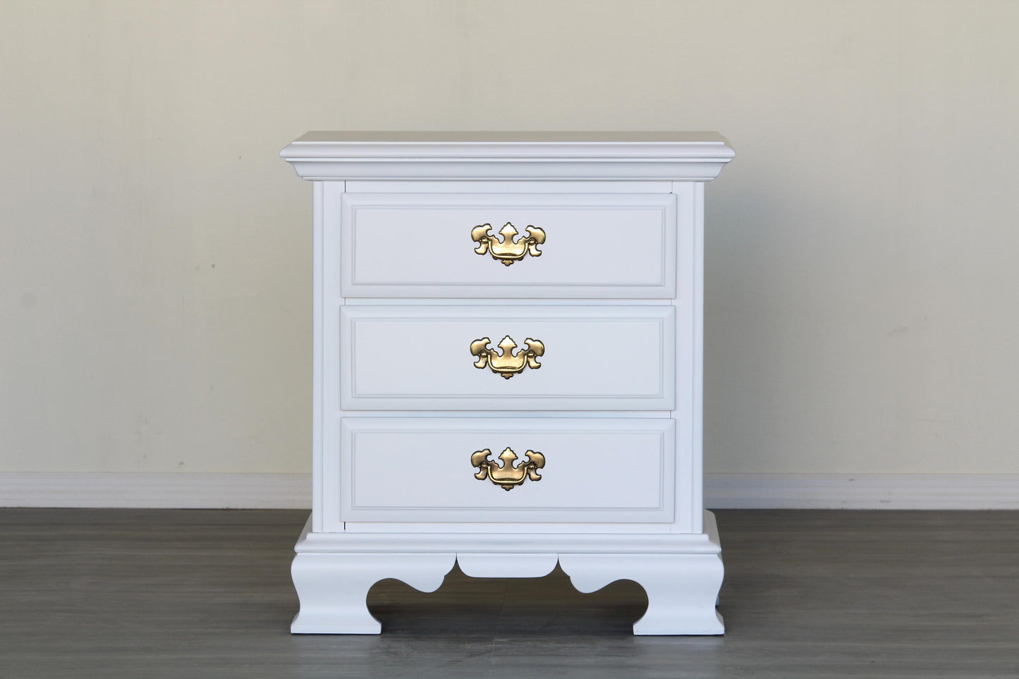 Vintage Georgian Style White Nightstands, a Pair