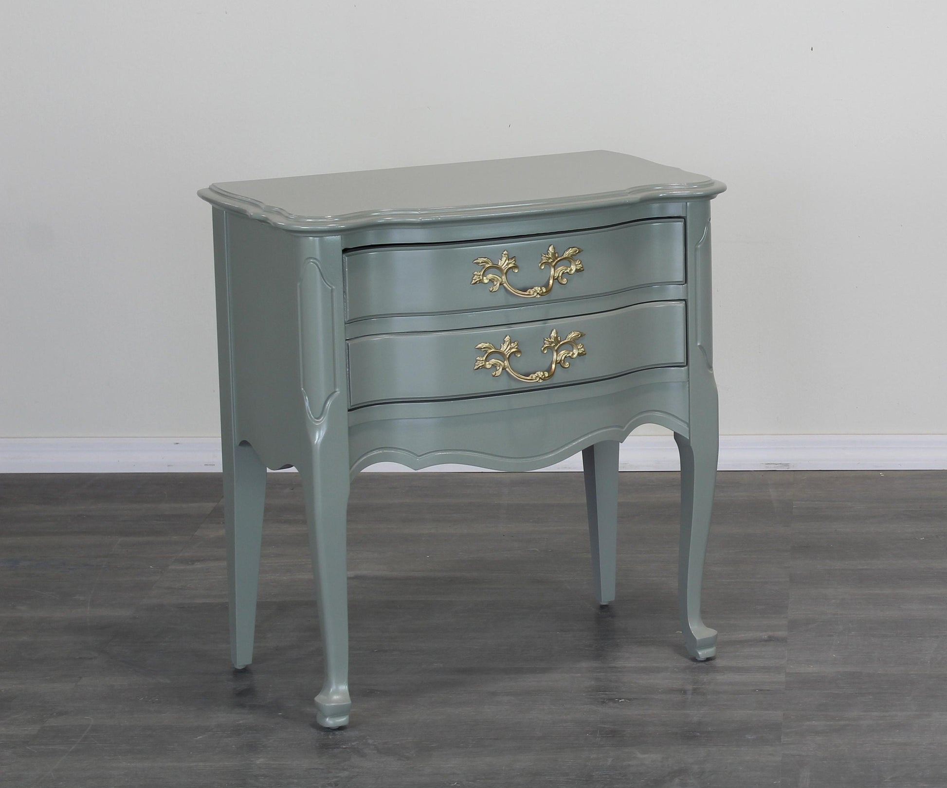 Vintage Pair of French Provincial Green Nightstands