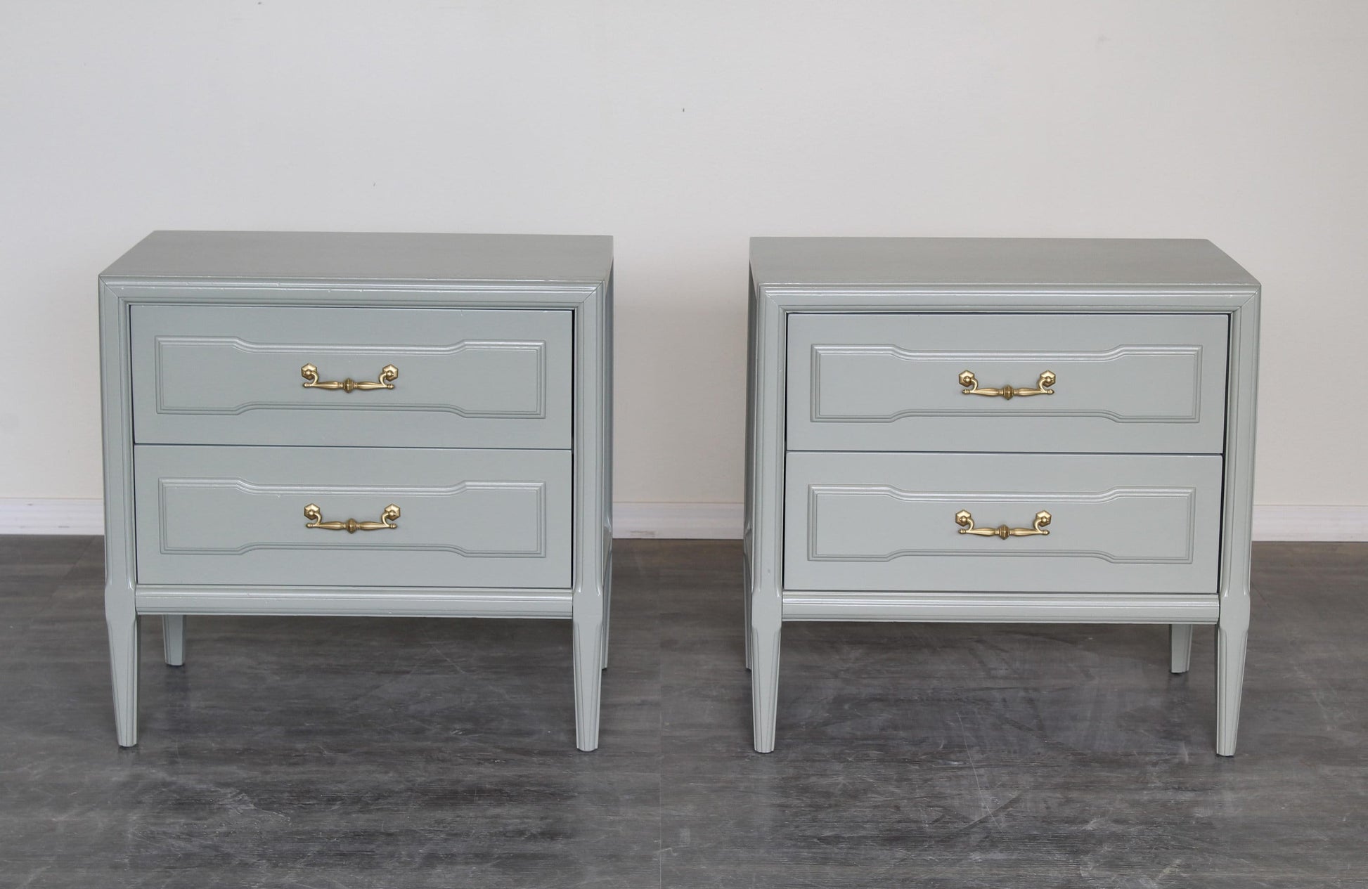 Pair of Mid Century Green Nightstands